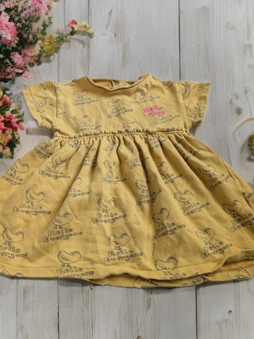 Zara Kids Yellow 'Hello Crew' Dress size 3 years